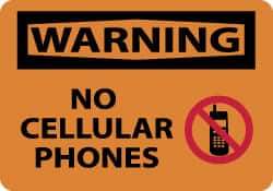 NMC - "Warning - No Cellular Phones", 10" Long x 14" Wide, Rigid Plastic Safety Sign - Rectangle, 0.05" Thick, Use for Security & Admittance - Eagle Tool & Supply