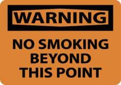 NMC - "Warning - No Smoking Beyond This Point", 10" Long x 14" Wide, Pressure-Sensitive Vinyl Safety Sign - Rectangle, 0.004" Thick, Use for Accident Prevention - Eagle Tool & Supply