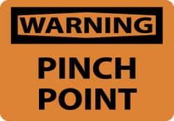 NMC - "Warning - Pinch Point", 10" Long x 14" Wide, Aluminum Safety Sign - Rectangle, 0.04" Thick, Use for Accident Prevention - Eagle Tool & Supply