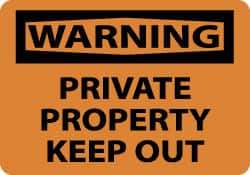 NMC - "Warning - Private Property - Keep Out", 10" Long x 14" Wide, Pressure-Sensitive Vinyl Safety Sign - Rectangle, 0.004" Thick, Use for Security & Admittance - Eagle Tool & Supply