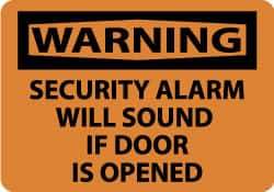 NMC - "Warning - Security Alarm Will Sound If Door Is Opened", 10" Long x 14" Wide, Aluminum Safety Sign - Rectangle, 0.04" Thick, Use for Security & Admittance - Eagle Tool & Supply