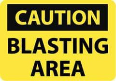 NMC - "Caution - Blasting Area", 14" Long x 20" Wide, Rigid Plastic Safety Sign - Rectangle, 0.05" Thick, Use for Accident Prevention - Eagle Tool & Supply