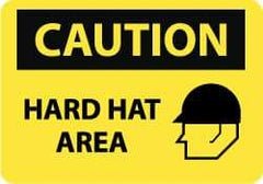 NMC - "Caution - Hard Hat Area", 14" Long x 20" Wide, Aluminum Safety Sign - Rectangle, 0.04" Thick, Use for Accident Prevention - Eagle Tool & Supply