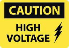 NMC - "Caution - High Voltage", 14" Long x 20" Wide, Aluminum Safety Sign - Rectangle, 0.04" Thick, Use for Accident Prevention - Eagle Tool & Supply