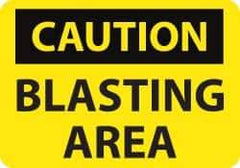 NMC - "Caution - Blasting Area", 20" Long x 28" Wide, Aluminum Safety Sign - Rectangle, 0.04" Thick, Use for Accident Prevention - Eagle Tool & Supply