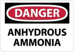 NMC - "Danger - Anhydrous Ammonia", 10" Long x 14" Wide, Pressure-Sensitive Vinyl Safety Sign - Rectangle, 0.004" Thick, Use for Hazardous Materials - Eagle Tool & Supply