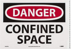 NMC - "Danger - Confined Space", 10" Long x 14" Wide, Pressure-Sensitive Vinyl Safety Sign - Rectangle, 0.004" Thick, Use for Accident Prevention - Eagle Tool & Supply