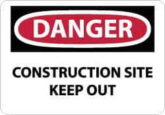 NMC - "Danger - Construction Site - Keep Out", 10" Long x 14" Wide, Pressure-Sensitive Vinyl Safety Sign - Rectangle, 0.004" Thick, Use for Security & Admittance - Eagle Tool & Supply