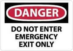 NMC - "Danger - Do Not Enter - Emergency Exit Only", 10" Long x 14" Wide, Pressure-Sensitive Vinyl Safety Sign - Rectangle, 0.004" Thick, Use for Security & Admittance - Eagle Tool & Supply