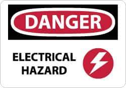 NMC - "Danger - Electrical Hazard", 10" Long x 14" Wide, Pressure-Sensitive Vinyl Safety Sign - Rectangle, 0.004" Thick, Use for Accident Prevention - Eagle Tool & Supply