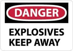 NMC - "Danger - Explosives - Keep Away", 10" Long x 14" Wide, Pressure-Sensitive Vinyl Safety Sign - Rectangle, 0.004" Thick, Use for Accident Prevention - Eagle Tool & Supply