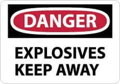 NMC - "Danger - Explosives - Keep Away", 10" Long x 14" Wide, Pressure-Sensitive Vinyl Safety Sign - Rectangle, 0.004" Thick, Use for Accident Prevention - Eagle Tool & Supply