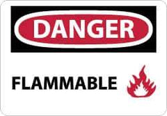 NMC - Danger - Flammable, Pressure Sensitive Vinyl Fire Sign - 14" Wide x 10" High - Eagle Tool & Supply