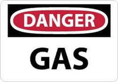 NMC - "Danger - Gas", 10" Long x 14" Wide, Pressure-Sensitive Vinyl Safety Sign - Rectangle, 0.004" Thick, Use for Hazardous Materials - Eagle Tool & Supply