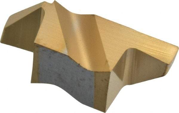 Tool-Flo - 2062FLG Grade GP3, 1.57mm Cutting Width Carbide Grooving Insert - 2.79mm Max Depth of Cut, Right Hand, 0.005 to 0.01" Corner Radius, TiN Finish - Eagle Tool & Supply