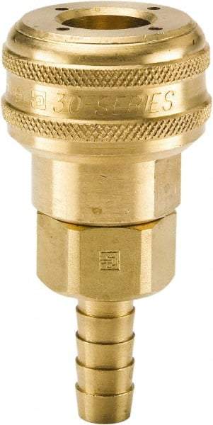 Parker - Hose Barb Industrial Pneumatic Hose Coupler - Brass, 3/8" Body Diam, 1/2" Hose ID - Eagle Tool & Supply