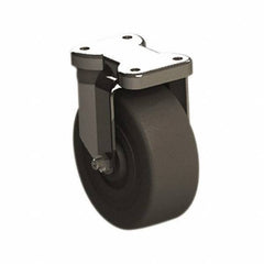 E.R. Wagner - 5" Diam x 2" Wide x 6" OAH Top Plate Mount Rigid Caster - Soft Rubber, 350 Lb Capacity, Roller Bearing, 2-3/4 x 3-3/4" Plate - Eagle Tool & Supply