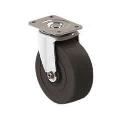 E.R. Wagner - 5" Diam x 2" Wide x 6" OAH Top Plate Mount Swivel Caster - Soft Rubber, 350 Lb Capacity, Roller Bearing, 2-3/4 x 3-3/4" Plate - Eagle Tool & Supply