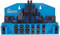 Gibraltar - 52 Piece Fixturing Step Block & Clamp Set with 1" Step Block, 11/16" T-Slot, 5/8-11 Stud Thread - 1-1/8" Nut Width, 3, 4, 5, 6, 7 & 8" Stud Lengths - Eagle Tool & Supply