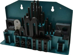 Gibraltar - 52 Piece Fixturing Step Block & Clamp Set with 1" Step Block, 9/16" T-Slot, 3/8-16 Stud Thread - 7/8" Nut Width, 3, 4, 5, 6, 7 & 8" Stud Lengths - Eagle Tool & Supply