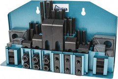 Gibraltar - 52 Piece Fixturing Step Block & Clamp Set with 25mm Step Block, 16mm T-Slot, M12x1.75 Stud Thread - 25mm Nut Width, 80, 110, 125, 150, 175 & 200mm Stud Lengths - Eagle Tool & Supply