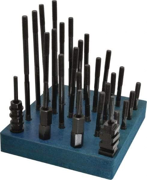 Gibraltar - 38 Piece, 3/8-16 Stud, 1/2" T Slot, T Nut & Stud Kit - 7/8" T-Slot Nut Width, 3, 4, 5, 6, 7, 8" Stud Lengths - Eagle Tool & Supply