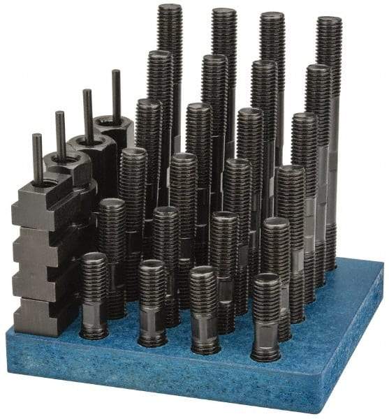 Gibraltar - 38 Piece, 3/4-10 Stud, 13/16" T Slot, T Nut & Stud Kit - 1-1/4" T-Slot Nut Width, 3, 4, 5, 6, 7, 8" Stud Lengths - Eagle Tool & Supply