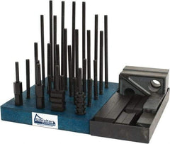 Gibraltar - 50 Piece Fixturing Step Block & Clamp Set with 1" Step Block, 7/16" T-Slot, 3/8-16 Stud Thread - 11/16" Nut Width, 3, 4, 5, 6, 7 & 8" Stud Lengths - Eagle Tool & Supply