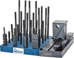 Gibraltar - 50 Piece Fixturing Step Block & Clamp Set with 1" Step Block, 1/2" T-Slot, 3/8-16 Stud Thread - 7/8" Nut Width, 3, 4, 5, 6, 7 & 8" Stud Lengths - Eagle Tool & Supply