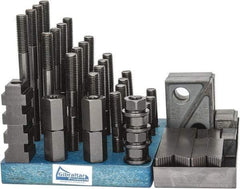 Gibraltar - 50 Piece Fixturing Step Block & Clamp Set with 1" Step Block, 13/16" T-Slot, 5/8-11 Stud Thread - 1-1/4" Nut Width, 3, 4, 5, 6, 7 & 8" Stud Lengths - Eagle Tool & Supply