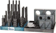 Gibraltar - 50 Piece Fixturing Step Block & Clamp Set with 1-1/2" Step Block, 9/16" T-Slot, 1/2-13 Stud Thread - 7/8" Nut Width, 3, 4, 5, 6, 7 & 8" Stud Lengths - Eagle Tool & Supply