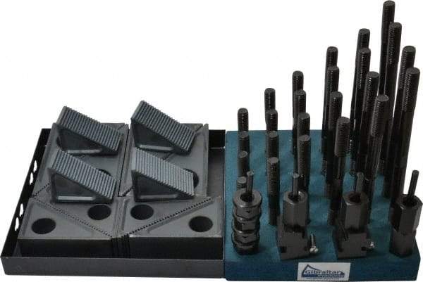 Gibraltar - 50 Piece Fixturing Step Block & Clamp Set with 1-1/2" Step Block, 11/16" T-Slot, 1/2-13 Stud Thread - 1-1/8" Nut Width, 3, 4, 5, 6, 7 & 8" Stud Lengths - Eagle Tool & Supply