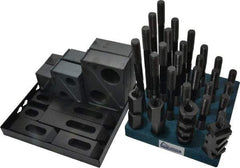 Gibraltar - 50 Piece Fixturing Step Block & Clamp Set with 1-1/2" Step Block, 11/16" T-Slot, 5/8-11 Stud Thread - 1-1/8" Nut Width, 3, 4, 5, 6, 7 & 8" Stud Lengths - Eagle Tool & Supply