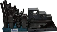 Gibraltar - 50 Piece Fixturing Step Block & Clamp Set with 1-1/2" Step Block, 1" T-Slot, 3/4-10 Stud Thread - 1-5/8" Nut Width, 3, 4, 5, 6, 7 & 8" Stud Lengths - Eagle Tool & Supply