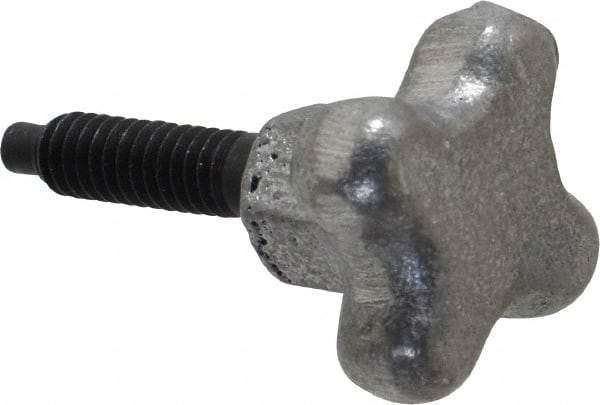 Gibraltar - 1/4-20 Lobed Shoulder Dog Point Tip Steel Thumb Screw - 1-3/4" OAL, 1-1/8" Head Diam x 3/4" Head Height, Black Oxide Finish - Eagle Tool & Supply