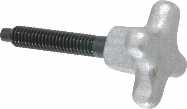 Gibraltar - 5/16-18 Lobed Shoulder Dog Point Tip Steel Thumb Screw - 2-5/8" OAL, 1-1/2" Head Diam x 7/8" Head Height, Black Oxide Finish - Eagle Tool & Supply