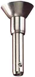 Jergens - 1/4" Diam, 1/2" Usable Length, Button Handle, Push Button Quick Release Pin - 1-3/4" Overall Length, Grade 17-4 Stainless Steel, Passivated Finish - Eagle Tool & Supply