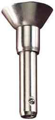 Jergens - 3/8" Diam, 4" Usable Length, Button Handle, Push Button Quick Release Pin - 5-13/32" Overall Length, Grade 17-4 Stainless Steel, Passivated Finish - Eagle Tool & Supply