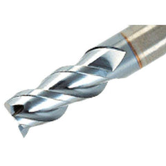 Iscar - 5/8", 1-1/4" LOC, 5/8" Shank Diam, 3-1/2" OAL, 3 Flute, Solid Carbide Square End Mill - Single End, TiAlN Finish, Spiral Flute, 45° Helix, Right Hand Cut, Right Hand Flute - Eagle Tool & Supply