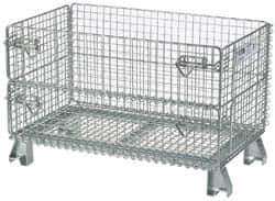 Nashville Wire - 32" Long x 20" Wide x 16" High Steel Basket-Style Bulk Folding Wire Mesh Container - 1,000 Lb. Load Capacity - Eagle Tool & Supply