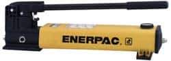 Enerpac - 1" Piston Diam, 1" Piston Stroke, 2.40, 0.151 Cu In per Stroke, 155 Cu In Reservoir Capacity, Manual Hydraulic Pump - 10,000 psi, 95 Lbs. Max Handle Effort, 2 Stage - Eagle Tool & Supply