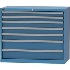 LISTA - 7 Drawer, 84 Compartment Bright Blue Steel Modular Storage Cabinet - Eagle Tool & Supply