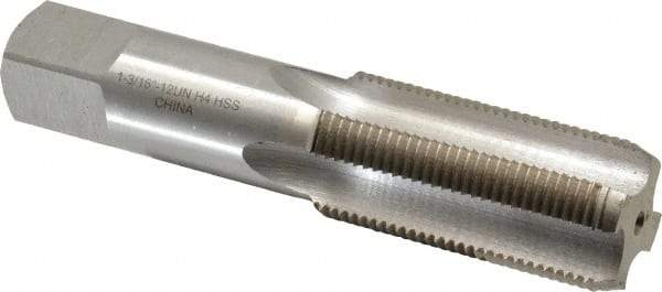 Interstate - 1-3/16 - 12 UNS 4 Flute Bright Finish High Speed Steel Straight Flute Standard Hand Tap - Bottoming, Right Hand Thread, 4" OAL, 1-1/2" Thread Length, H4 Limit, Oversize - Eagle Tool & Supply