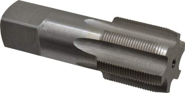 Interstate - 1-3/8 - 18 UNEF 3B 6 Flute Bright Finish High Speed Steel Straight Flute Standard Hand Tap - Plug, Right Hand Thread, 4" OAL, H4 Limit, Oversize - Eagle Tool & Supply