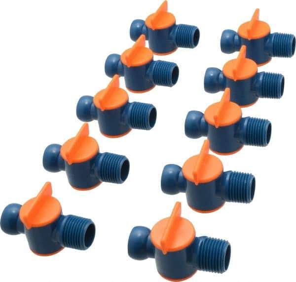 Loc-Line - 10 Piece, 1/2" ID Coolant Hose NPT Valve - Male to Female Connection, Acetal Copolymer Body, 1/2 NPT, Use with Loc-Line Modular Hose Systems - Eagle Tool & Supply