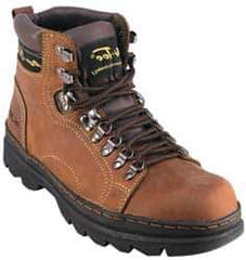 Advanced Technology Products - Size 8 Plain Work Boot - Brown, Leather Upper, 6" High, Non-Slip - Eagle Tool & Supply