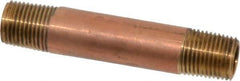 Merit Brass - 2" Long, 1/8" Pipe Threaded Brass Pipe Nipple - BSPT Thread, Red Brass - Eagle Tool & Supply