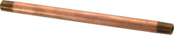 Merit Brass - 6" Long, 1/8" Pipe Threaded Brass Pipe Nipple - BSPT Thread, Red Brass - Eagle Tool & Supply