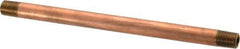 Merit Brass - 6" Long, 1/8" Pipe Threaded Brass Pipe Nipple - BSPT Thread, Red Brass - Eagle Tool & Supply