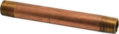 Merit Brass - 6" Long, 1/2" Pipe Threaded Brass Pipe Nipple - BSPT Thread, Red Brass - Eagle Tool & Supply